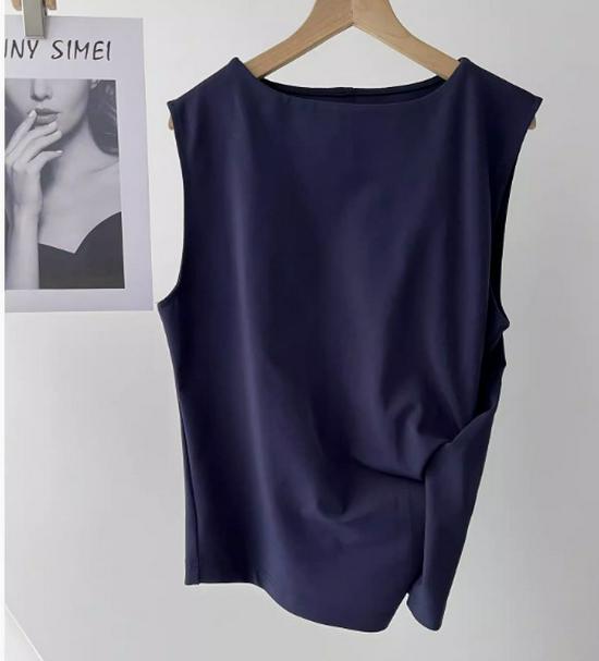 

Women s Brown Off-Shoulder Slim-Fit Tank Top - Summer 2025 Collection XS темно-синього кольору