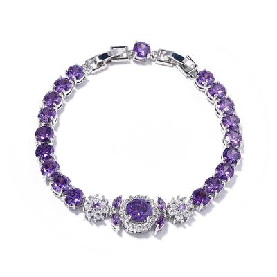 New Flower Purple Light Luxury Handmade Gift for Best Friends Amethyst Zircon Women's Bracelet