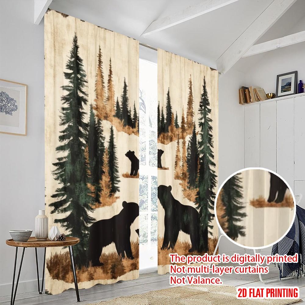 2 st, 2D tryck Populära gardinpaneler Skog Björnar Mångsidigt polyestertyg (utan spö) Alla årstider för sovrum,