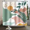Mid Century Abstract Boho Shower Curtain Green Leaf Plant Modern Arch Sun Minimalist Nordic Waterproof Bathroom Bath Curtain