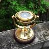 Brass Gimbal Compass with a Wooden Base Is a Wonderful Addition To Any Collecti