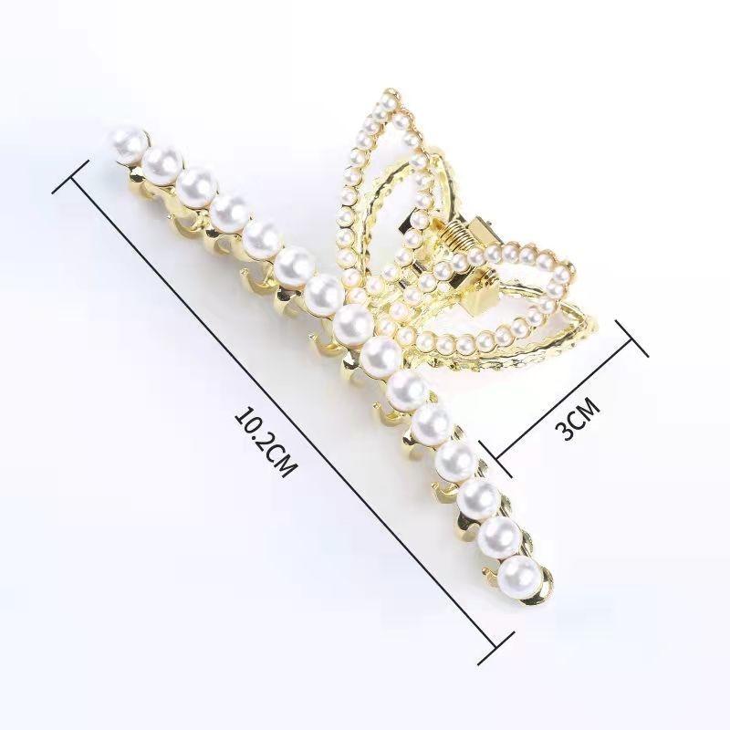 

Elegant Rhinestone Fairy Bow Hair Clips Claws Temperament Shark Clip Clamp Hairpin Styling Accessories for Women Girls Casual B