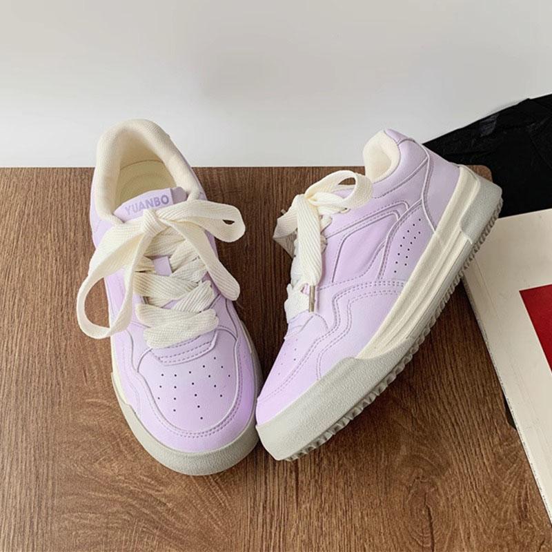 

Высокий внешний вид толстой подошвы белые туфли универсальные студенческие повседневные туфли для женщин 2025 новые весенние и осенние туфли для хлеба 40 фиолетовый