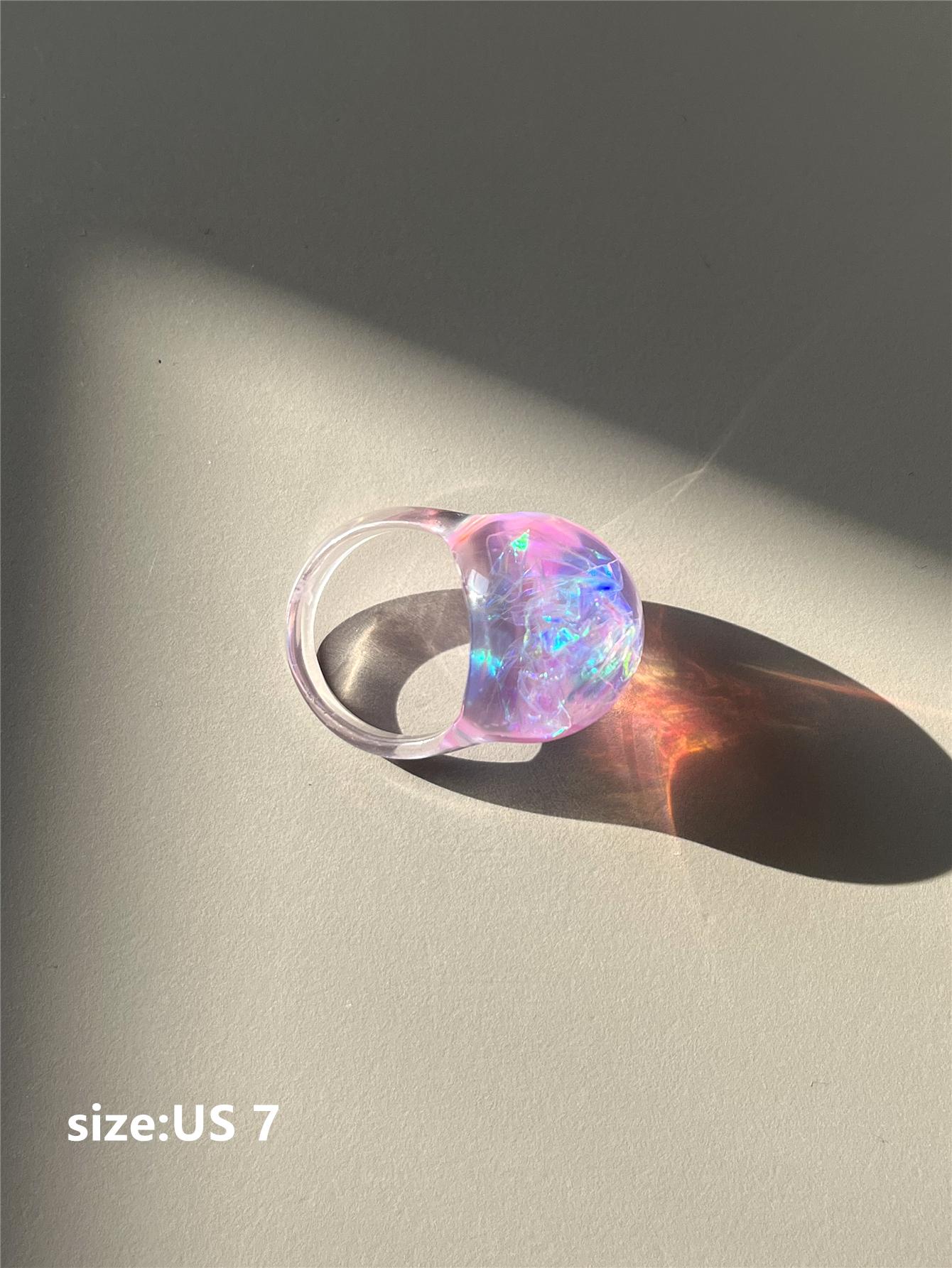 

Colorful Transparent Resin Ring Bling Shine Geometric Star Ball Rings for Women Girls Cute Y2K Summer New Jewelry