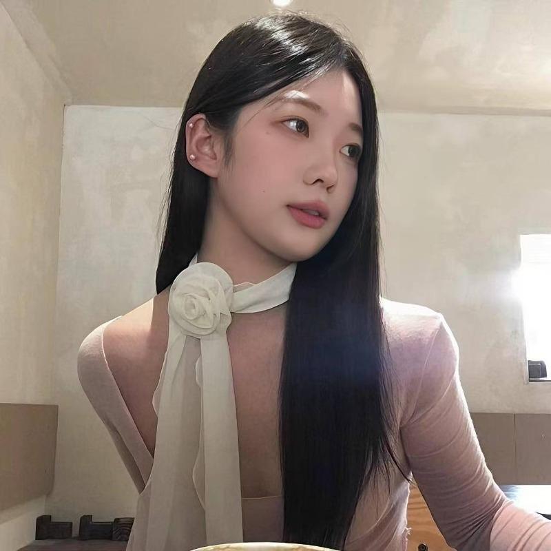 Bows, Pearl Strings, Silk Scarves, Summer Vacation Style, Atmosphere-enhancing Neckband Decoration, Hairband, Hair Ties