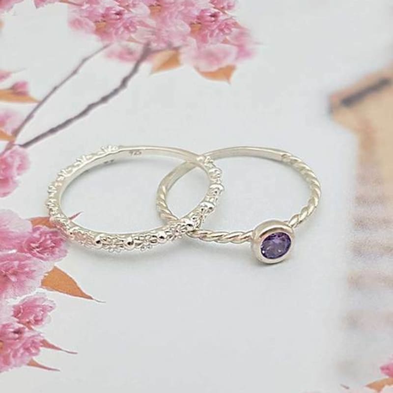 Ollia Birthstone Layered 1,2,3, Silver Ring