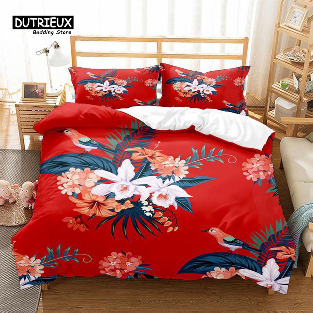 

Цветочный Постельный Комплект Ботанический Пододеяльник Квин Мягкий Бохо Розовые Цветы Листья Принт Чехол для Одеяла Для Детей Подростков Взрослых Декор EU single(135x200cm)