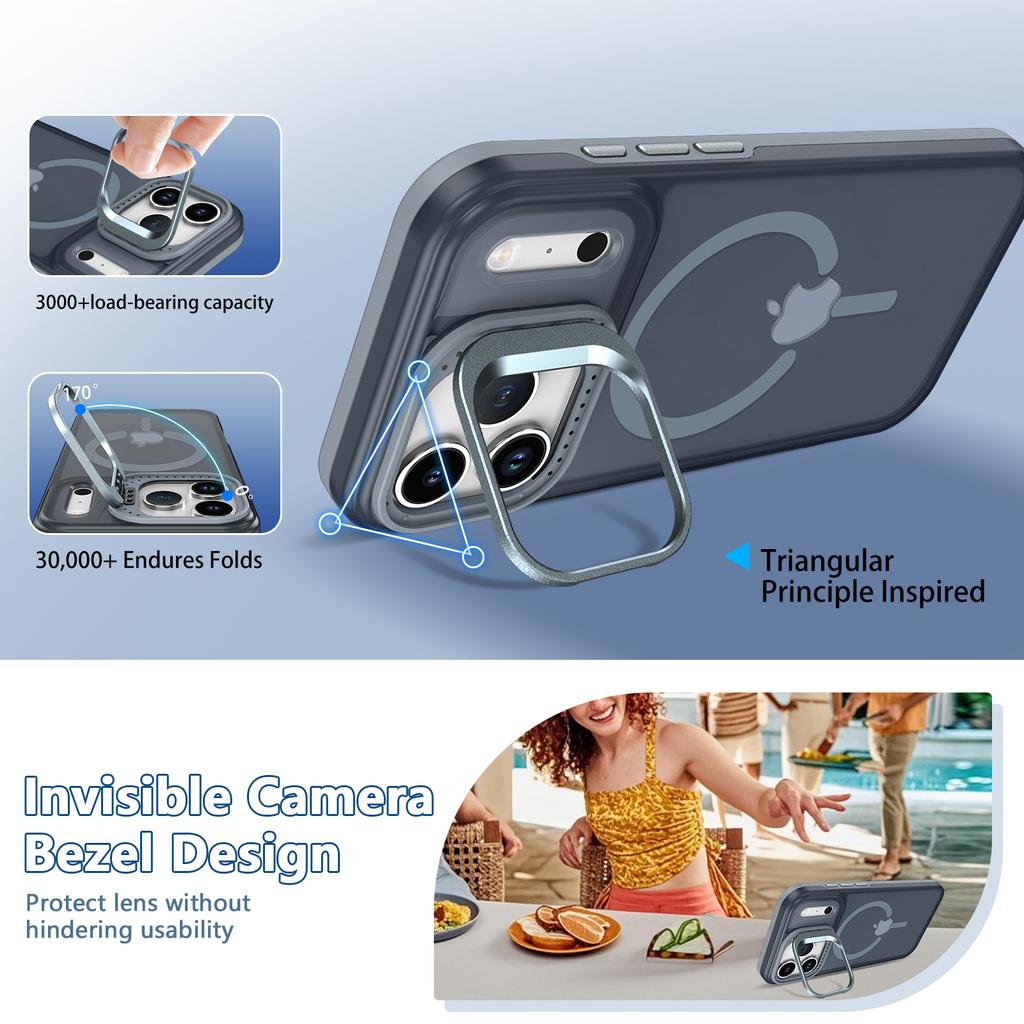 New Matte Transparent With Holder Shockproof Magnetic Magsafe Wireless Charge Phone Case for IPhone 17 Pro Max 17Pro 17Air Cover