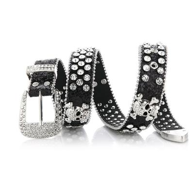 Metallic Feeling Waist Belt Shiny Rhinestone Buckle Belt for Woman Jeans Dress
