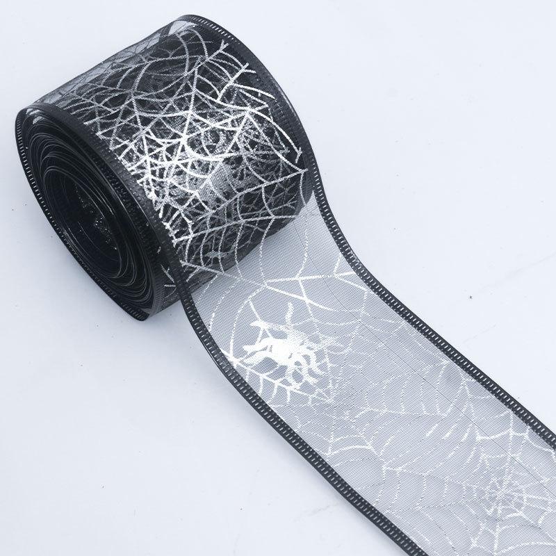 

Элегантные и изысканные ленты золотого и серебряного цвета для Хэллоуина, украшения сценической подарочной коробки для вечеринки, подарочные ленты для Хэллоуина, поделки из лент, изготовление лент 5cm*10 Yards