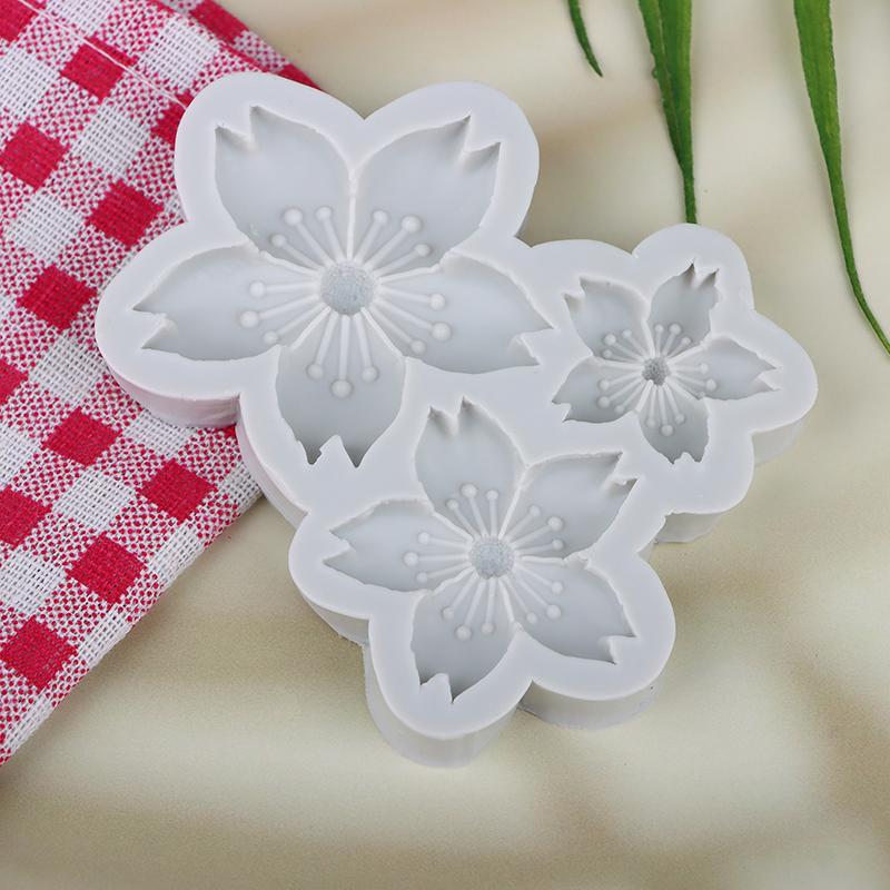 1Pc 3 Cavity Sakura Flower Shape Silicone Mold Sun Flower Fondant Chocolate Birthday Cake Decoration Baking Home Mold