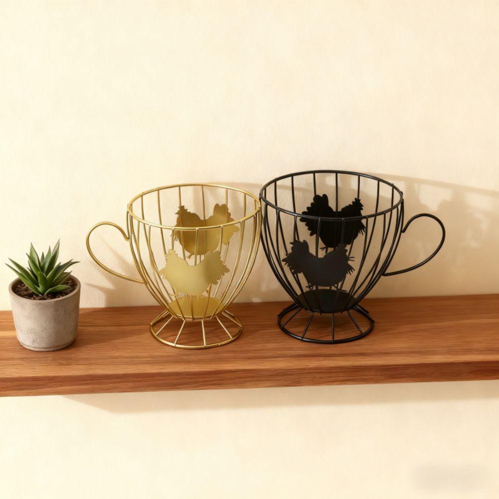 Fashion Iron Egg Storage Basket Hollowed-out Creative Coffee Capsule Holder Large Capacity Egg Storage Rack Home Decor