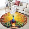 Peacock Round Area Rug,Carpet Rug for Living Room Bedroom Sofa Playroom Decor,Non-slip Floor Mat