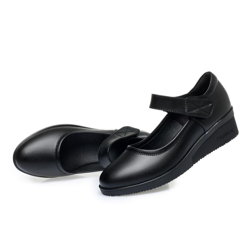 Maminka Boty Dámské Protiskluzové Jarní Neformální Dámské Boty z pravé kůže Velké dámské boty na klínu