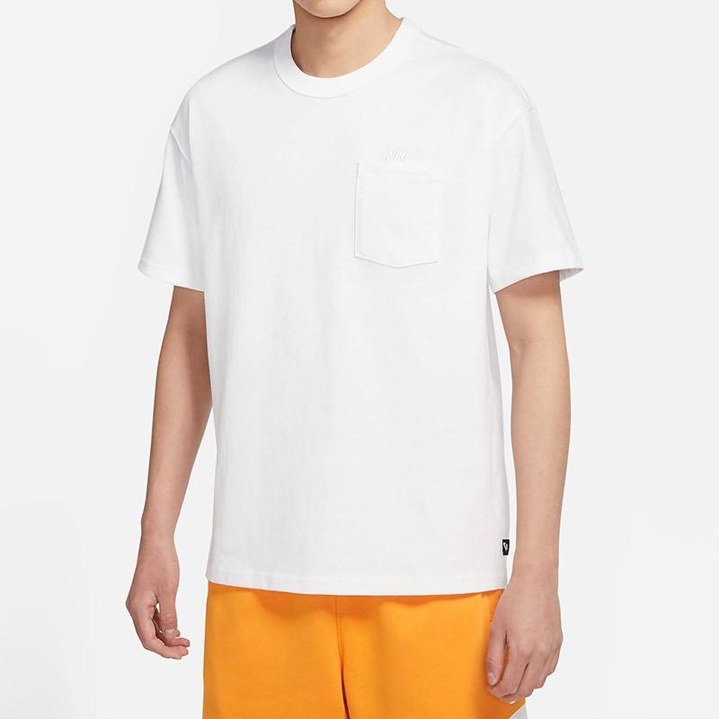 Nike Solid Color Pocket Crew Neck Loose Short Sleeve Drop Shoulder T-Shirt Men Tops White DQ9296-100
