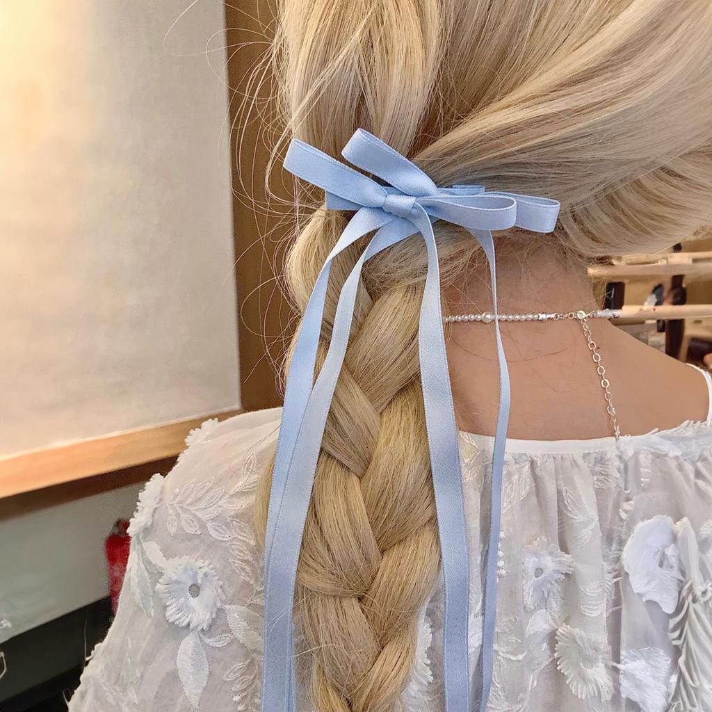 2pcs Y2K Ribbon Bow Hair Clips Decorative Hairpins with Floating Tails for Women Weddings and Parties DEcoration