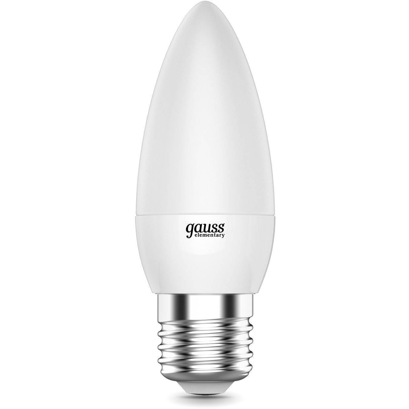 

Светодиодная лампа Gauss Elementary 8w цоколь e27 Свеча 220b 4100k Holy Candle белая ney C37 упаковка 10шт 33228