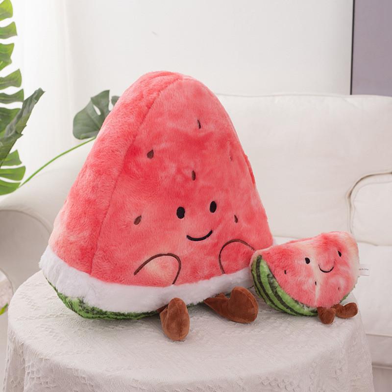 Shape Watermelon Plush Doll With Embroidery Design For Playroom Decor Gift And