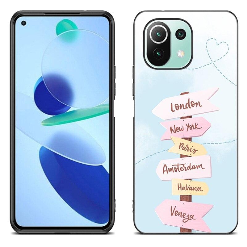 Lustige Reisekarte Telefonhülle für Xiaomi Mi 11 Lite NE 11i 10T 11T Pro A2 A3 Lite POCO F3 M3 M4 C31 X3 Pro NFC GT Schwarze Softcover