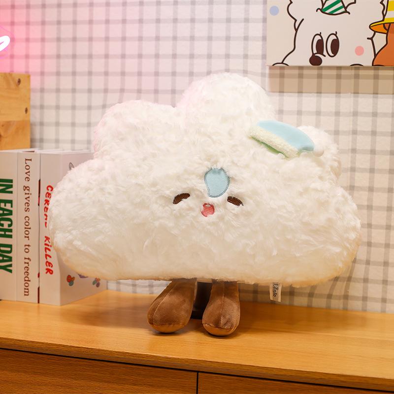 Cute White Cloud Plush Throw Pillow & Toy Doll