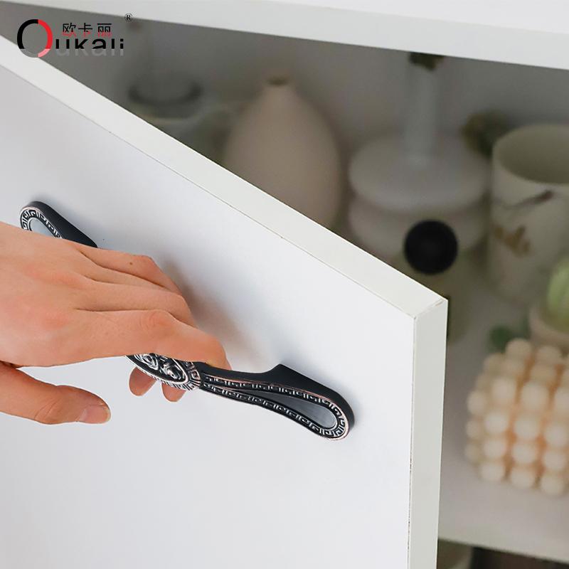 High-class European-style Kitchen Furniture Handle Retro Rose Pattern Zinc Alloy Drawer Cabinet Cupboard Door Handle