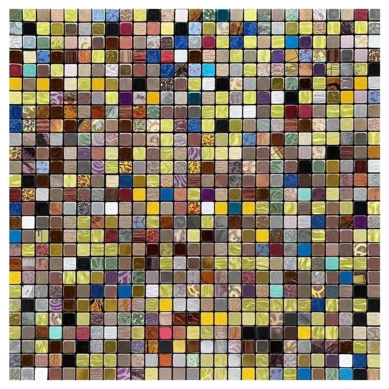 3D European Smooth Metal Mosaic Wall Sticker Self-adhesive Tile Kitchen Bathroom Bar Living Room TV Background Wall Decor Stick