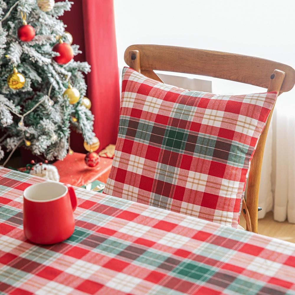 New Christmas Pillowcase American Holiday Party Pillow Cushion Cover Gold Silk Christmas Plaid Pillowcase Pillowcase