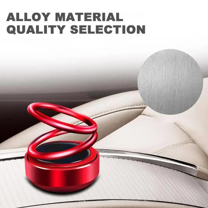 Solar Energy Double Ring Aroma Diffuser Solar Powered Car Air Freshener Rotating Suspension Car Decoration Accessories with Aroma Tablet