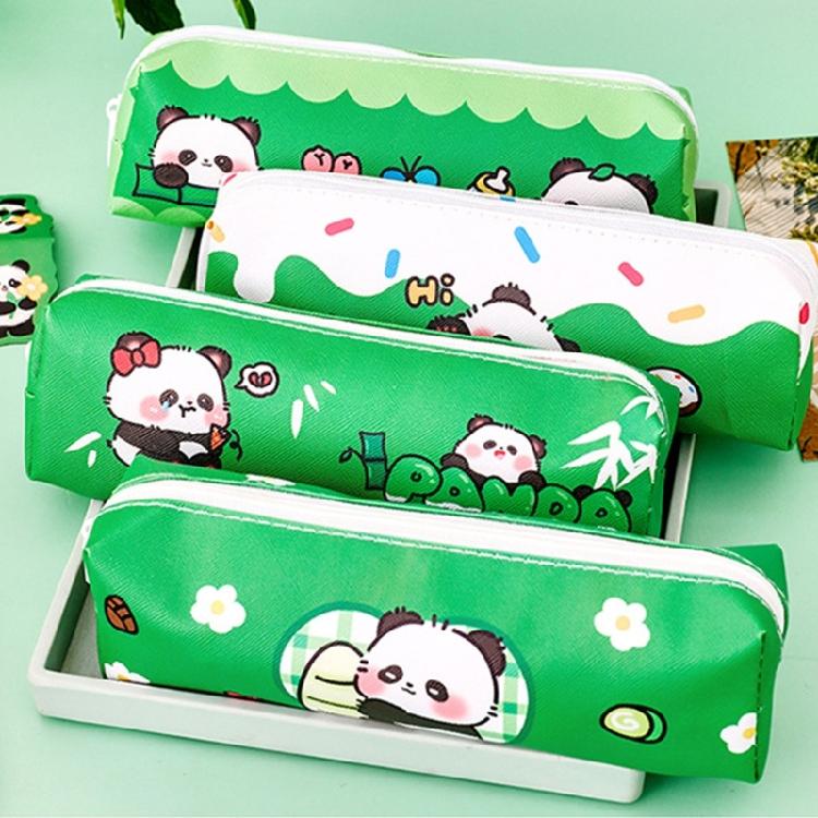 Large Capacity Pencil Case Cartoon Panda Pen Pouches Light Weight Pen Pouches Zippered Pen Case Travel Makeup Bag