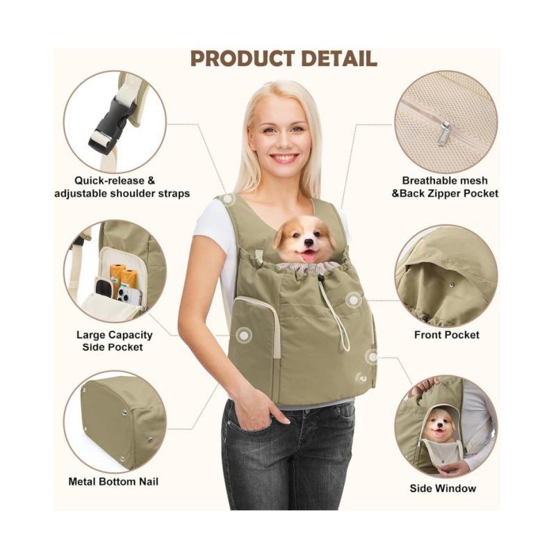 Atmungsaktive Haustier-Reise-Brusttasche mit großer Kapazität für Katzen und kleine Hunde - Tragbar und praktisch