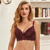 Plus Size Lace Push-Up Bra with Underwire, Thin Molded Cup, Sexy Design, Solid Color - Style 4041