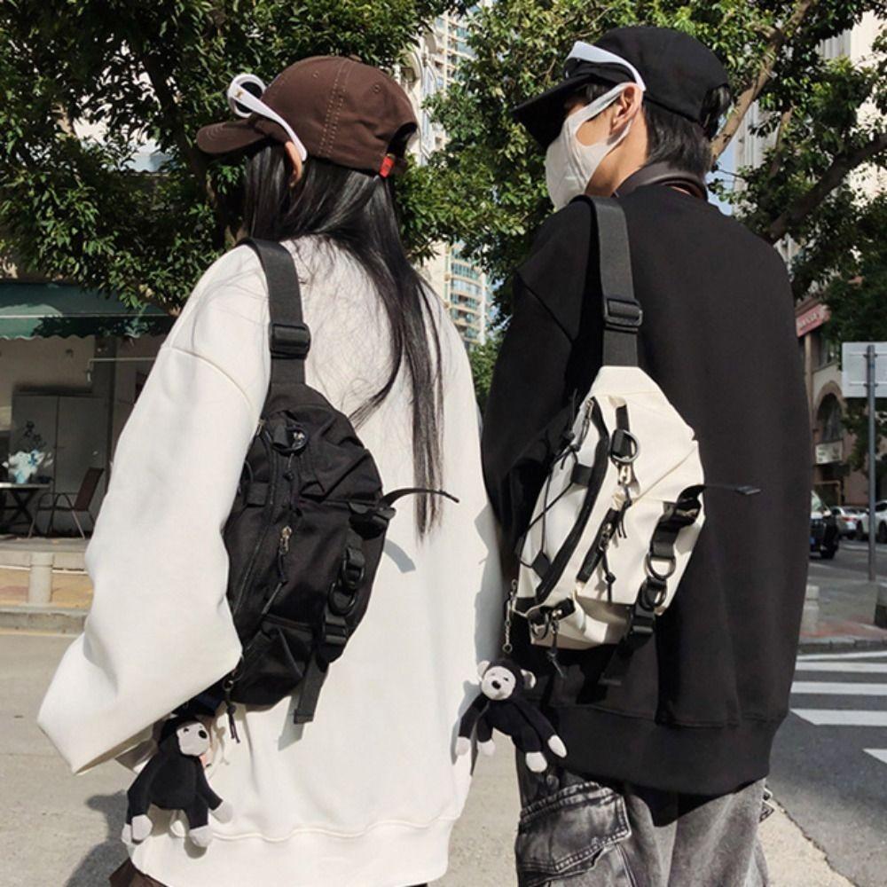 

Zipper Pocket Oxford Bag Belt Single-shoulder Bag Fashion Men s Crossbody Bag Female Blue