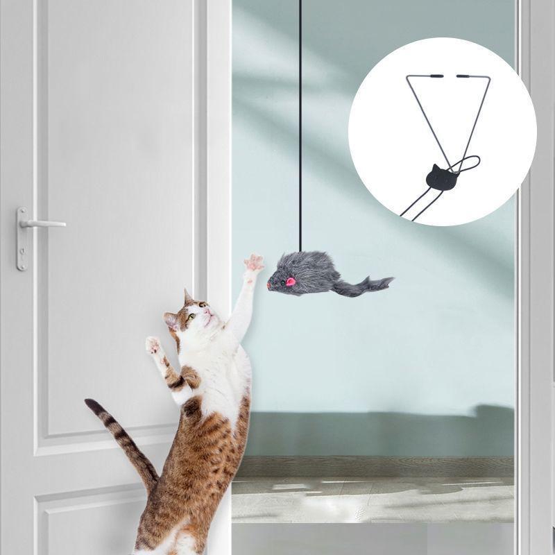 Hängande dörrmus retpinne kattpinne elastisk klämma dörrgunga hängande hoppande leksak kattavkoppling husdjursartiklar