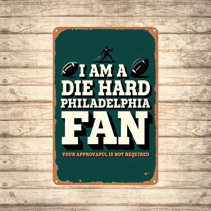 Vintage Philadelphia Football Fan Tin Sign - Rustic Metal Wall Art, Durable Indoor/Outdoor Decor, Unique Gift Idea for Sports