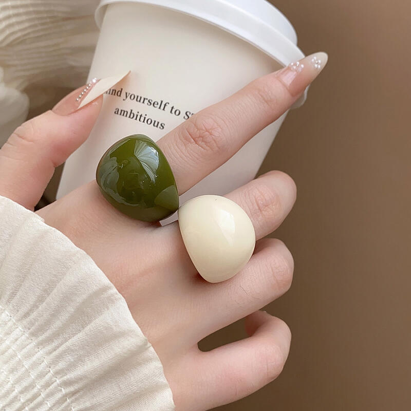 Fashion Irregular Smooth Resin Plastic Rings for Women New Trend Boho Geometric Finger Rings Aesthetic Party Jewelry