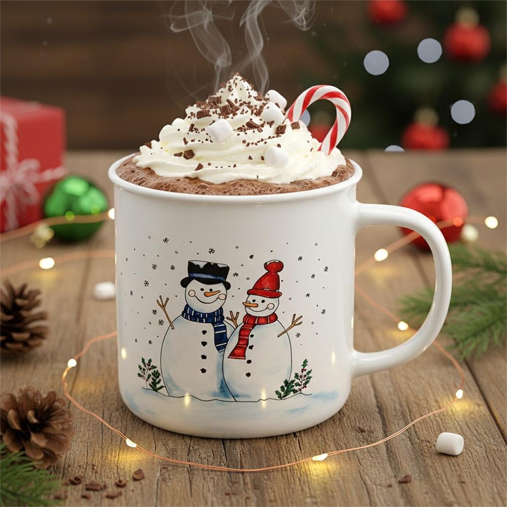 Kubek Ceramiczny do Kawy Herbaty Ziół Napojów Zimowy Świąteczny Duży 470 ml