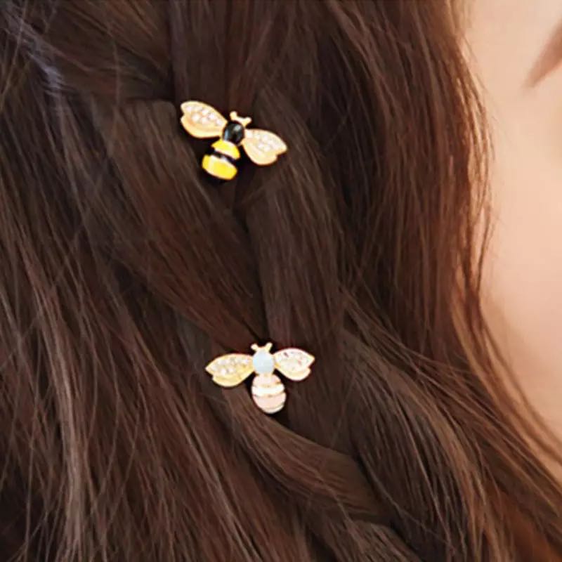 Kawaii Mini Bee Diamond Metal Hair Clip Hairband Comb Bobby Pin Barrette Hairpin Headdress Accessories Beauty Styling Tool