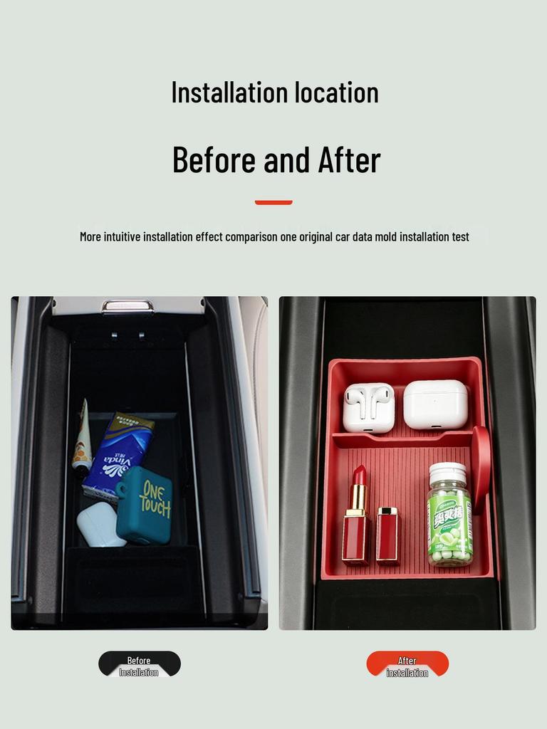 Xiaomi SU7 Armrest Center Console Silicone Storage Box for Car Interior.