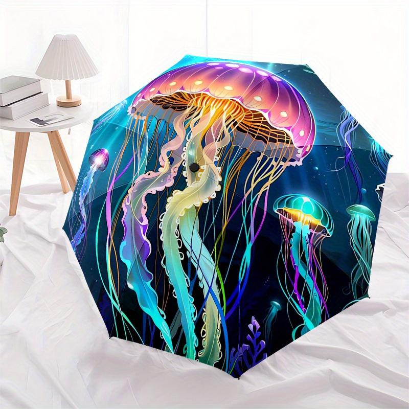 1pc Colorful Jellyfish Ocean Scene Umbrella with Plastic Handle,Suitable for All Seasons Home Travel Outdoor UmbrellaB1804