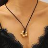 European-American Geometric Irregular Heart Hollow Pendant Oval Wax Rope Necklace