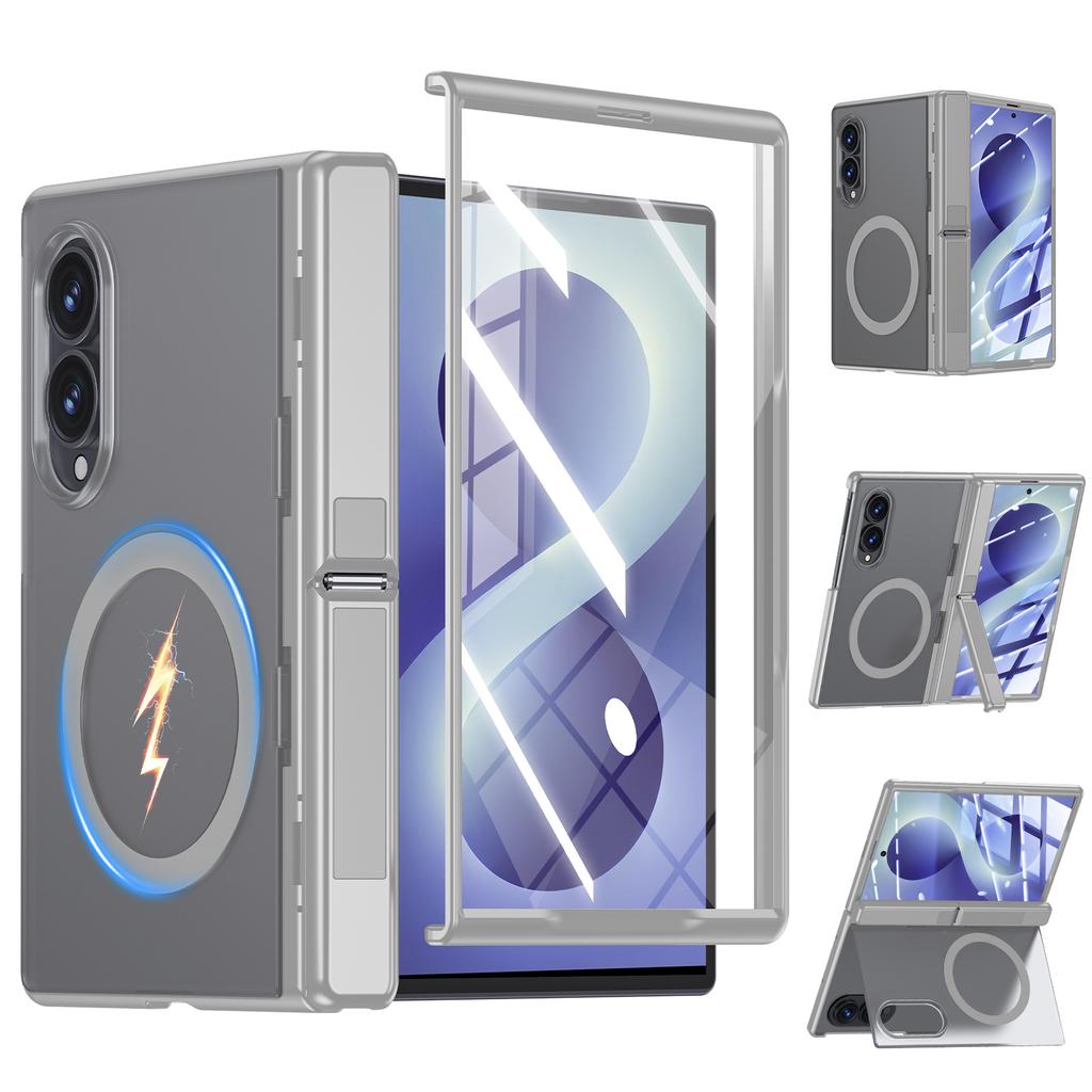 Samsung Galaxy Z Fold 8 Protective Case with Full Hinge Protection and Magnetic Ring Hidden Kickstand-Black