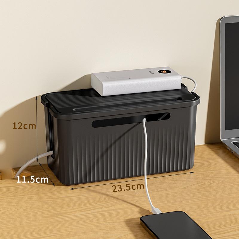 Cable Storage Box Desktop Charging Data Cable Storage Device Plug Socket Cable Management Device Black White Storage Organizer Set