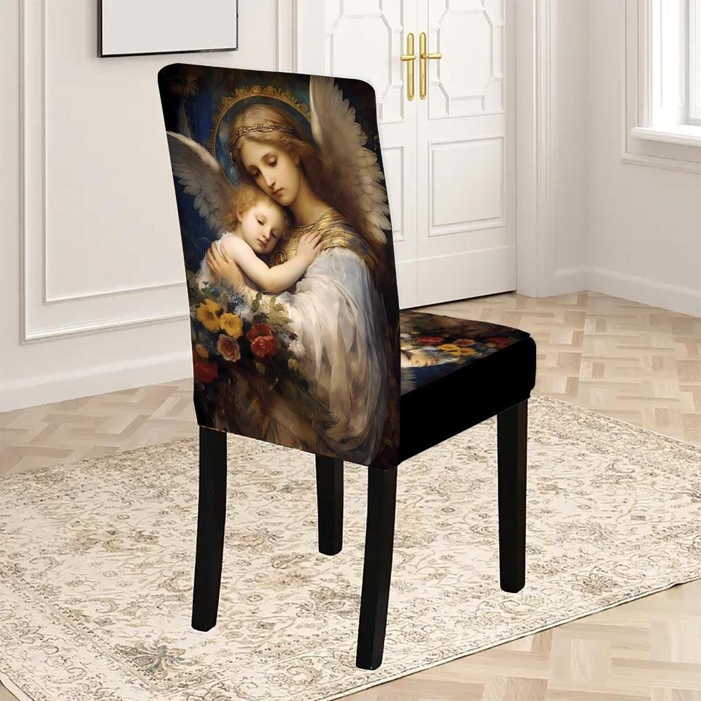 Holiday Print Stretch Chair Cover for Dining, Hotel, or Garden Chairs, Single Piece