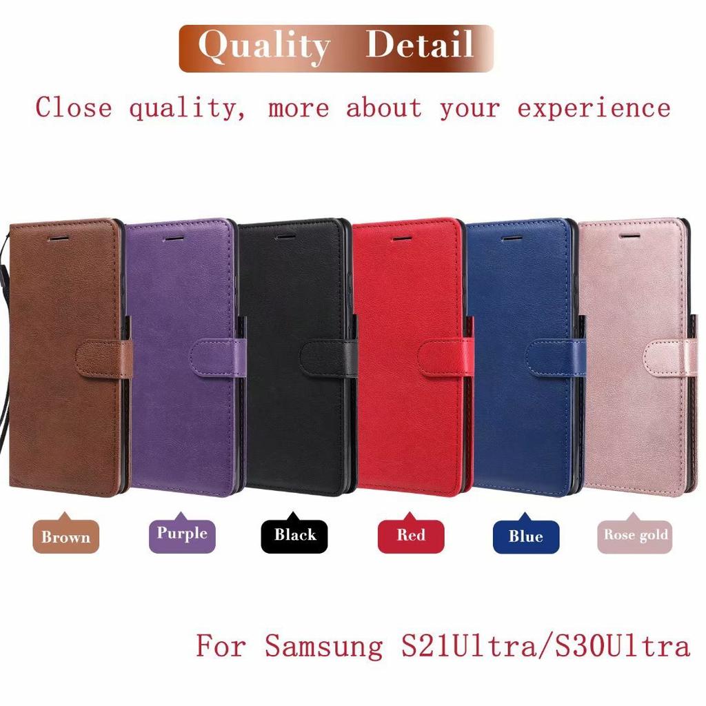 Suitable for Samsung S21 plus mobile phone leather case A02S solid color leather pattern card wallet holder protective case A52
