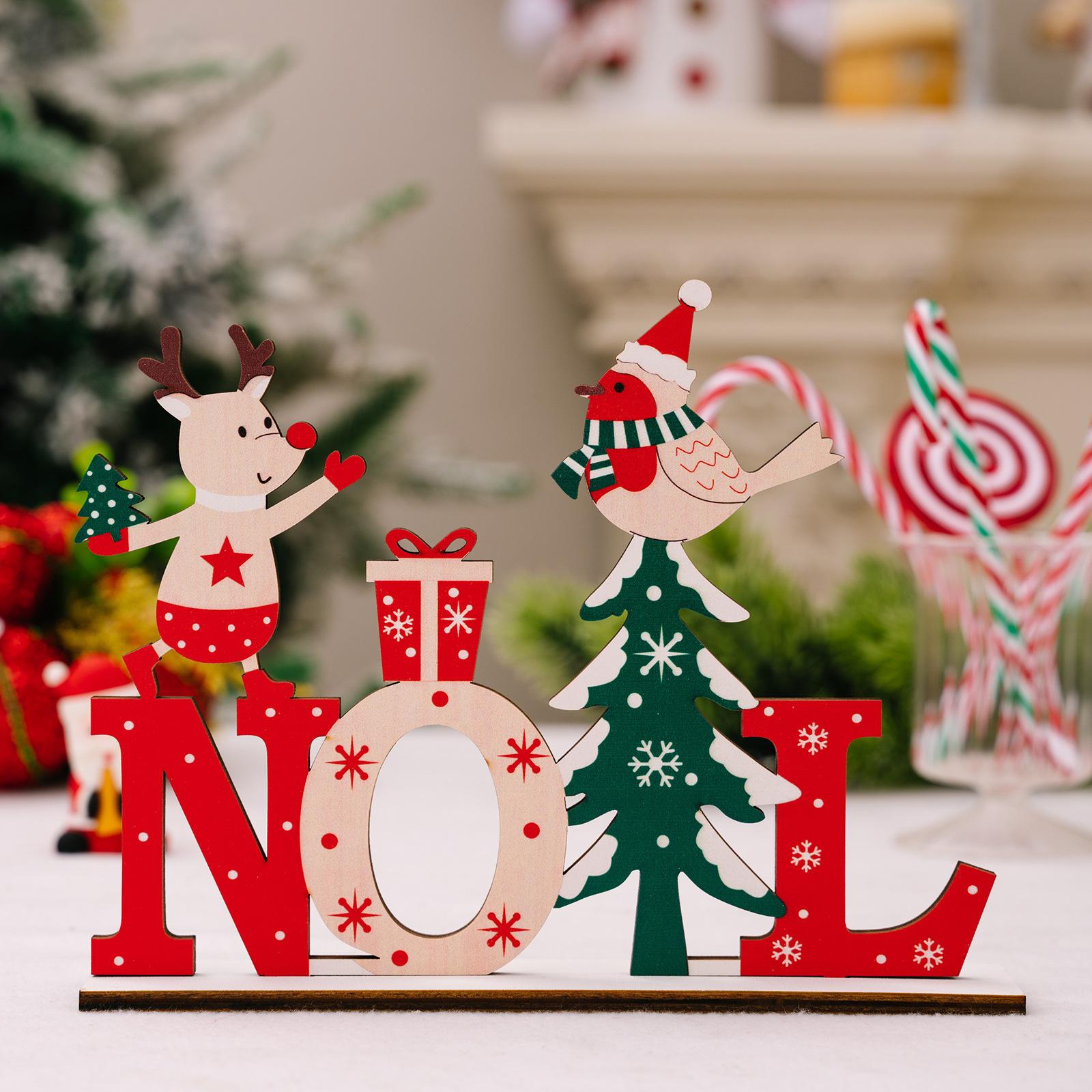 

Christmas wooden letter ornament creative English letter Christmas home desktop home decoration ornament