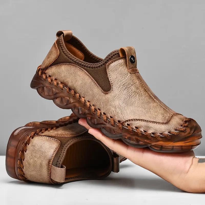 

Men s Casual Shoes Handmade Slip On Shoes 46 коричневий