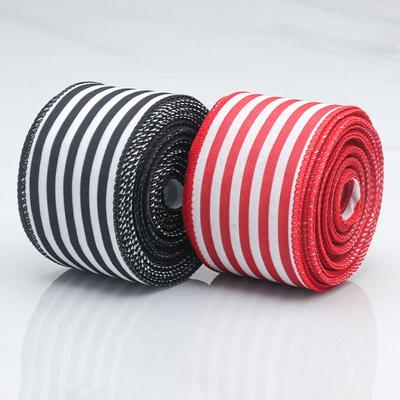 Elegante Imitatie Hennep Zwart Rood en Wit Gestreept Lint Draad Kopie Rand Kerstlint Strik Vakantiedecoratie Kransmaterialen Huisdecoratie