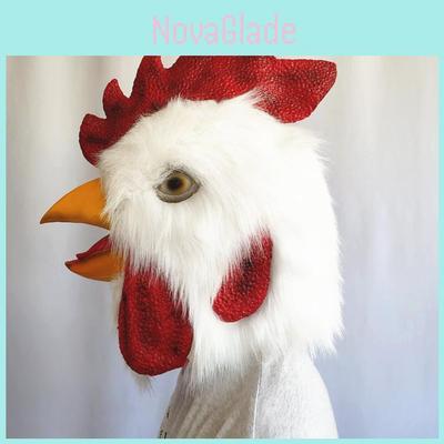 Halloween Latex Chicken Head Mask With Plush Animal Costume For Cosplay And Party Fun