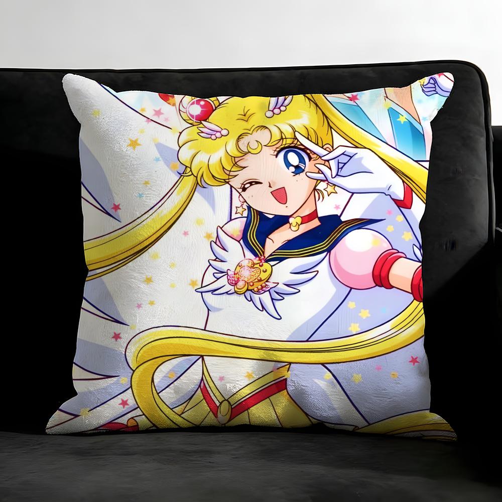 S-Sailor Moonn Anime Cushion Cover Pillowcase Ultra Soft Skin Friendly Fabric Cloud Like Comfort & Concealed Zipper