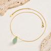 Vnox Elegant Natural Pink Quartz Green Aventurine Pendant Necklaces for Women, Waterdrop Gemstone Snake Chain Party Jewelry Gift